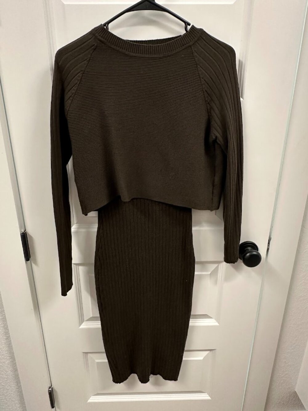 Ezbelle Women's Long Sleeve Sweater Dresses 2 Piece Outfits Sets Set M